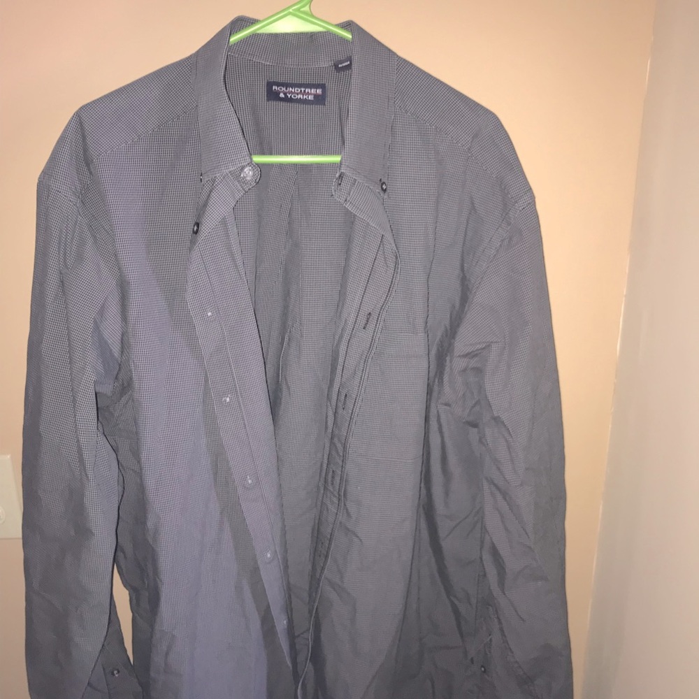 XLT Roundtree & Yorke Dark Gray Striped Dress Shirt